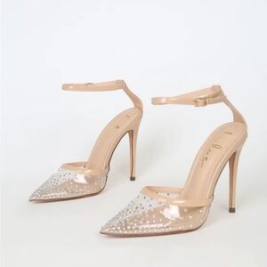 Elegant NWOB Keiza Light Nude Patent Rhinestone Pointed Toe Heel